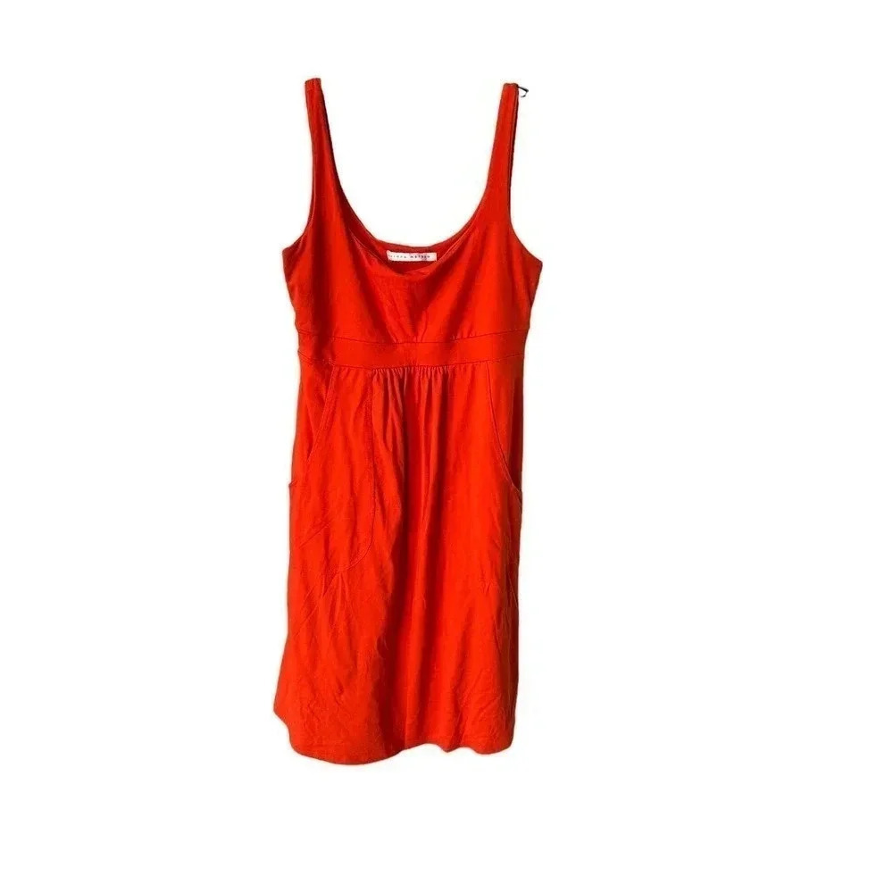 Susana Monaco Womens Scoop Neck Sleeveless dress orange Red Large